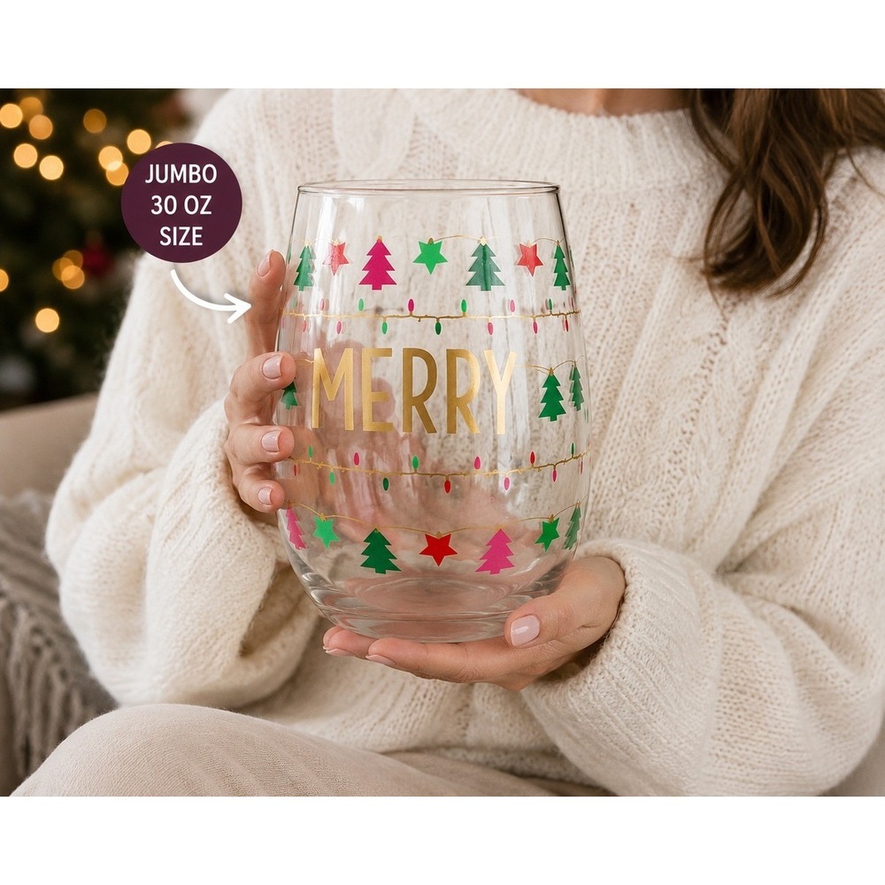 TMD Retail Oversized‎ Stemless Wine Glass Merry 30 oz.